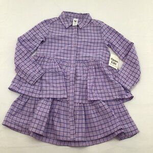 Open Edit Girls Size 5 Tiered Dress Purple Window Pane